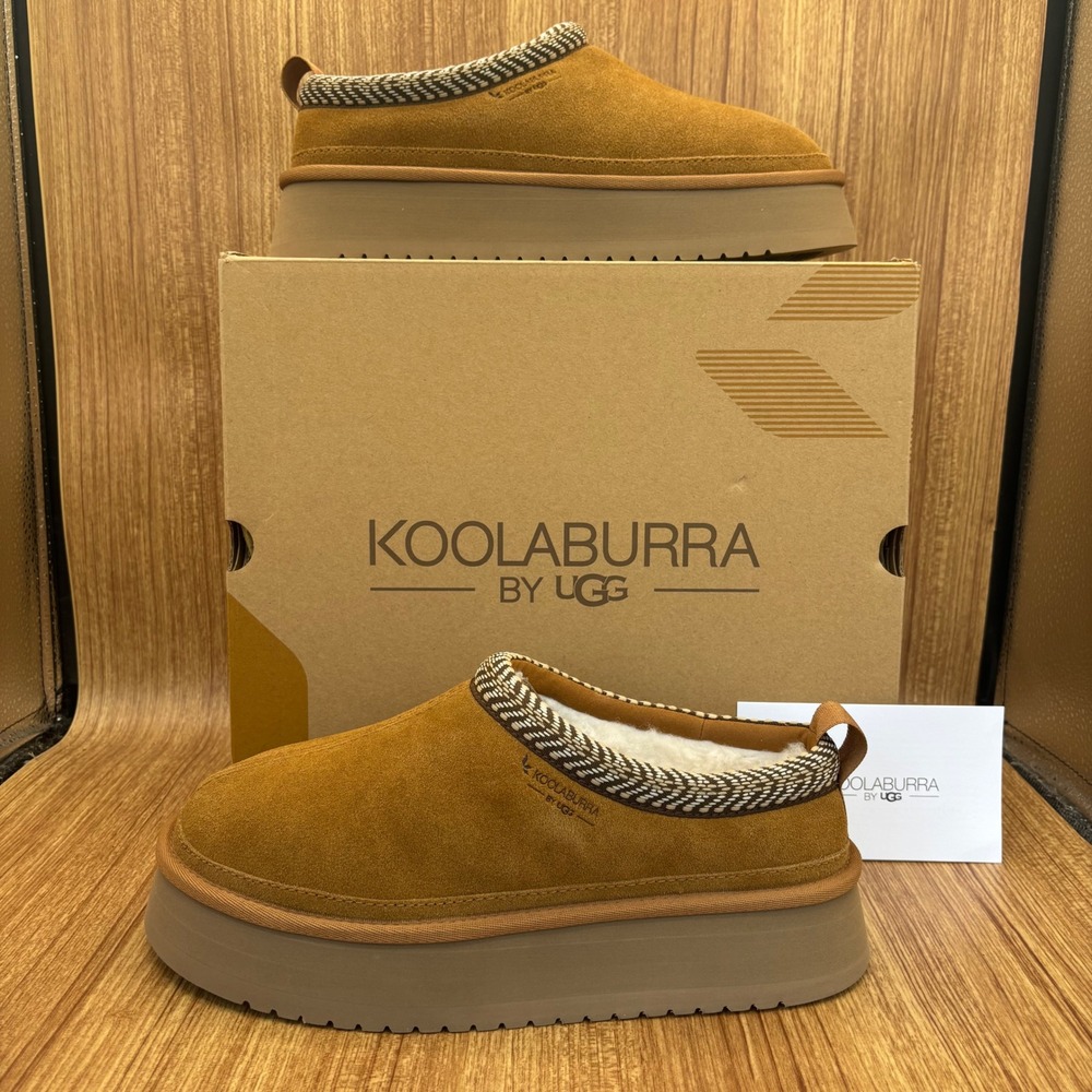 Koolaburra by UGG Burree Platform‎ Slipper Womens 9 Chestnut Suede 1159750 NEW